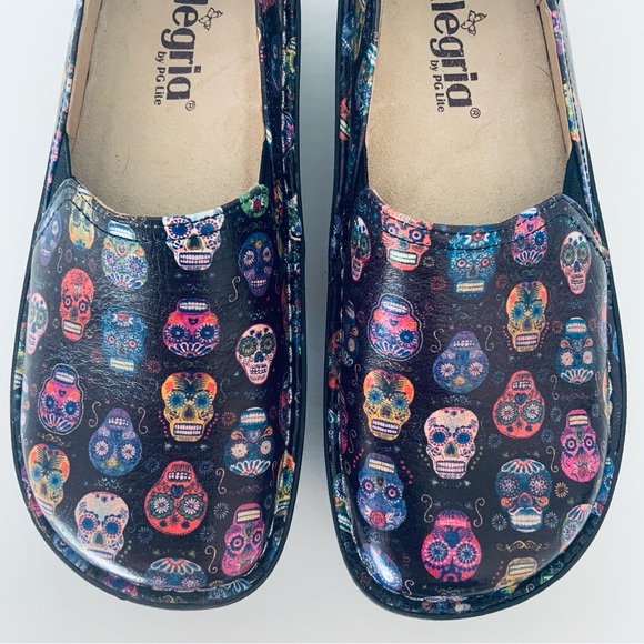 Alegria Leather Sugar Skulls Nursing Flat-form Loafer Women’s Size EU37/US 7-7.5 - Picture 4 of 16